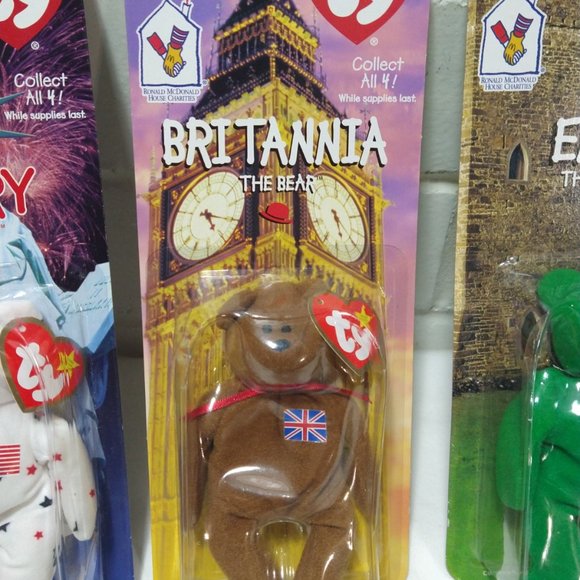 TY Beanie Babies McDonalds International Bears Set of 4-ALL w/ Errors NEW *RARE* - Picture 5 of 16